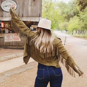 Buddylove - Francesca Fringe Suede Jacket - Olive